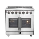 Forno Appliances - 36 in. Wide 5 Elements Massimo 5.36 Cu. Ft. Freestanding Electric Range with French Doors - Stainless Steel