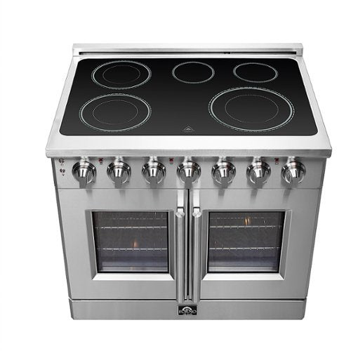Forno Appliances - 36 in. Wide 5 Elements Massimo 5.36 Cu. Ft. Freestanding Electric Range with French Doors - Stainless Steel