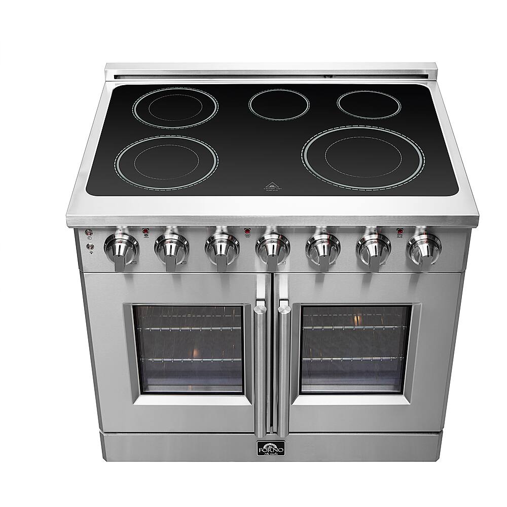 Forno Appliances - 36 in. Wide 5 Elements Massimo 5.36 Cu. Ft. Freestanding Electric Range with French Doors - Stainless Steel