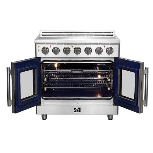 Forno Appliances - 36 in. Wide 5 Elements Massimo 5.36 Cu. Ft. Freestanding Electric Range with French Doors - Stainless Steel