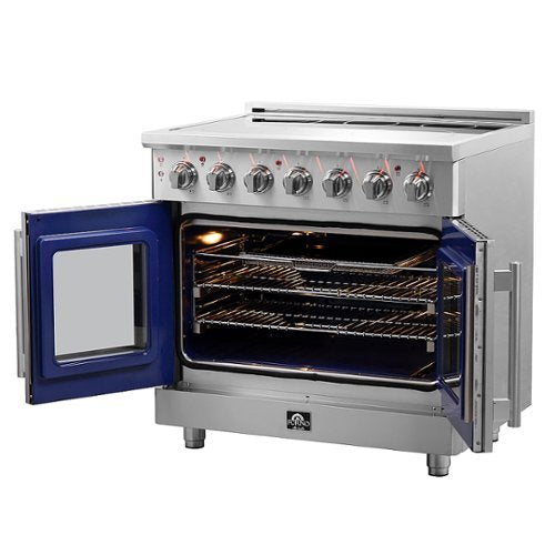 Forno Appliances - 36 in. Wide 5 Elements Massimo 5.36 Cu. Ft. Freestanding Electric Range with French Doors - Stainless Steel