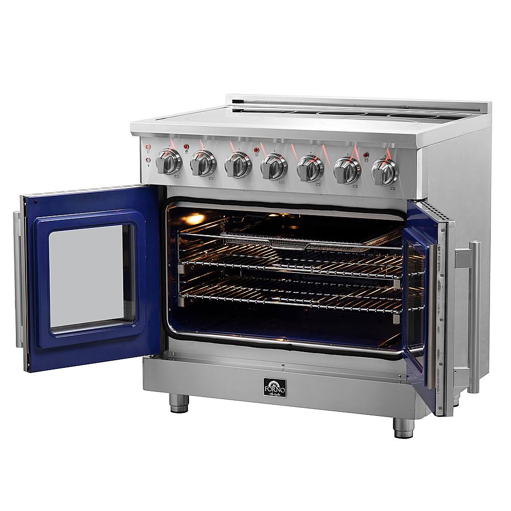 Forno Appliances - 36 in. Wide 5 Elements Massimo 5.36 Cu. Ft. Freestanding Electric Range with French Doors - Stainless Steel