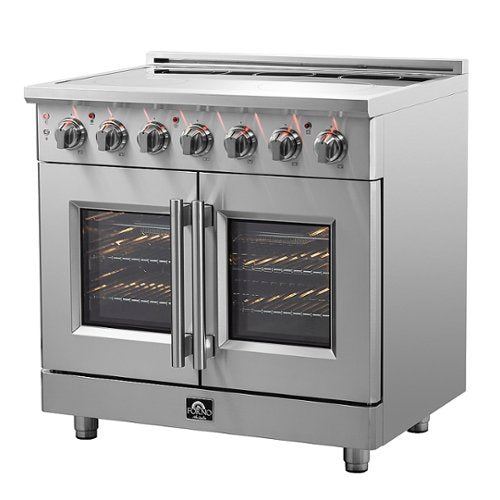 Forno Appliances - 36 in. Wide 5 Elements Massimo 5.36 Cu. Ft. Freestanding Electric Range with French Doors - Stainless Steel