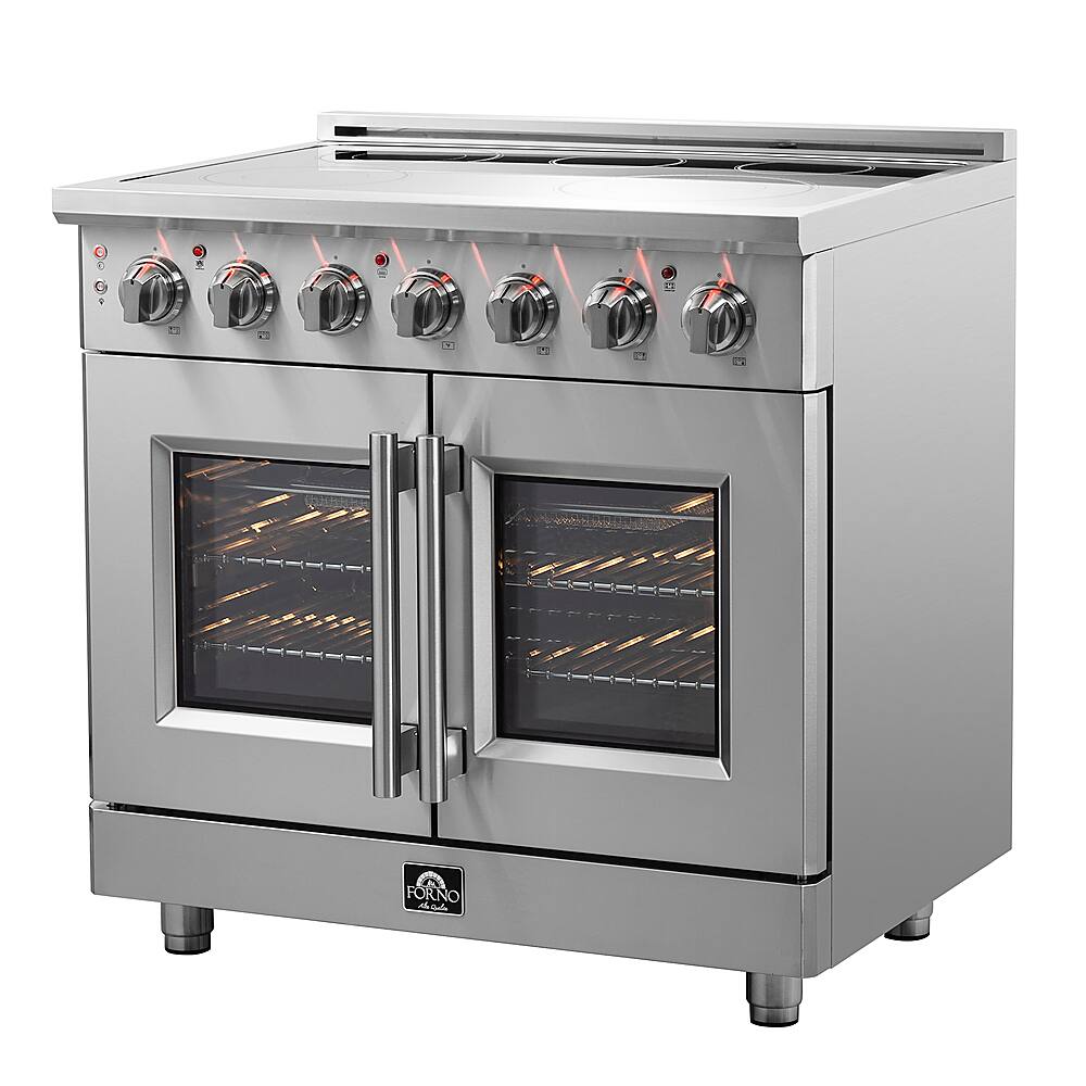 Forno Appliances - 36 in. Wide 5 Elements Massimo 5.36 Cu. Ft. Freestanding Electric Range with French Doors - Stainless Steel