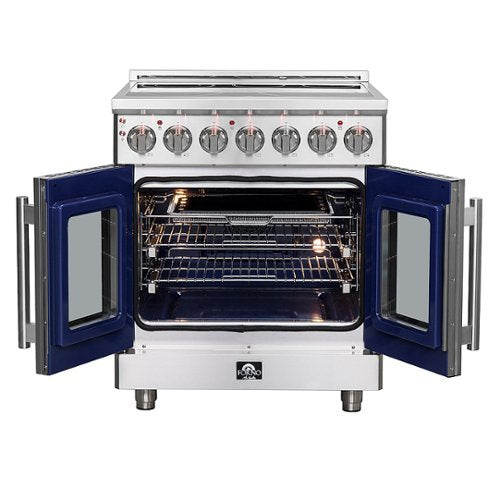 Forno Appliances - 30 in. Wide 5 Elements Massimo 4.32 Cu. Ft. Freestanding Electric Range with French Doors - Stainless Steel