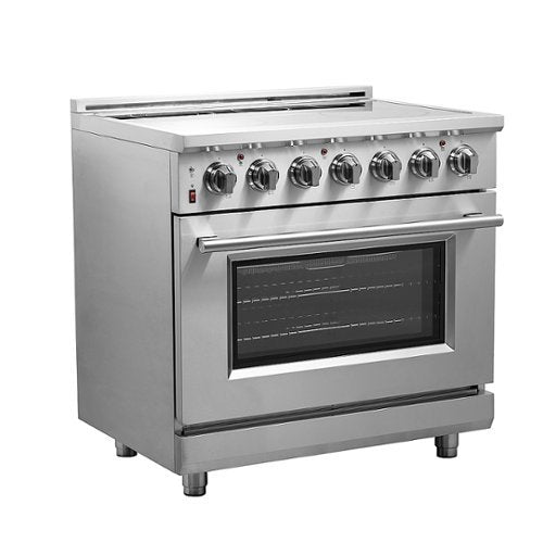 Forno Appliances - 36 in. Wide 5 Elements Massimo 5.36 Cu. Ft. Freestanding Electric Range with Steam Cleaning and Chef Door - Stainless Steel