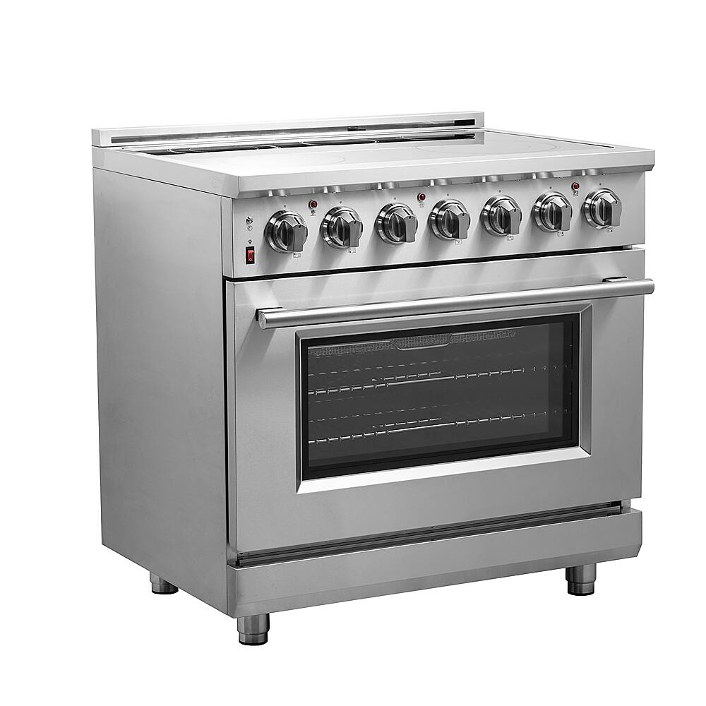 Forno Appliances - 36 in. Wide 5 Elements Massimo 5.36 Cu. Ft. Freestanding Electric Range with Steam Cleaning and Chef Door - Stainless Steel