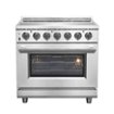Forno Appliances - 36 in. Wide 5 Elements Massimo 5.36 Cu. Ft. Freestanding Electric Range with Steam Cleaning and Chef Door - Stainless Steel