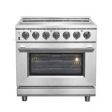 Forno Appliances - 36 in. Wide 5 Elements Massimo 5.36 Cu. Ft. Freestanding Electric Range with Steam Cleaning and Chef Door - Stainless Steel