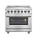 Forno Appliances - 36 in. Wide 5 Elements Massimo 5.36 Cu. Ft. Freestanding Electric Range with Steam Cleaning and Chef Door - Stainless Steel