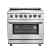 Forno Appliances - 36 in. Wide 5 Elements Massimo 5.36 Cu. Ft. Freestanding Electric Range with Steam Cleaning and Chef Door - Stainless Steel