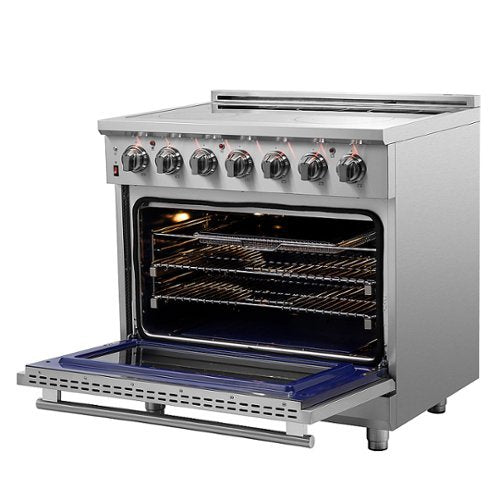 Forno Appliances - 36 in. Wide 5 Elements Massimo 5.36 Cu. Ft. Freestanding Electric Range with Steam Cleaning and Chef Door - Stainless Steel