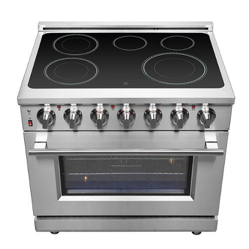 Forno Appliances - 36 in. Wide 5 Elements Massimo 5.36 Cu. Ft. Freestanding Electric Range with Steam Cleaning and Chef Door - Stainless Steel