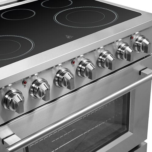 Forno Appliances - 36 in. Wide 5 Elements Massimo 5.36 Cu. Ft. Freestanding Electric Range with Steam Cleaning and Chef Door - Stainless Steel