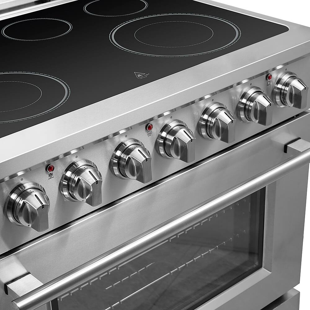 Forno Appliances - 36 in. Wide 5 Elements Massimo 5.36 Cu. Ft. Freestanding Electric Range with Steam Cleaning and Chef Door - Stainless Steel