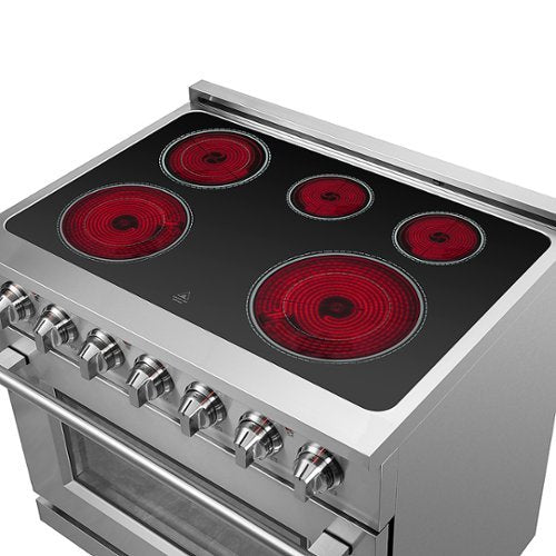Forno Appliances - 36 in. Wide 5 Elements Massimo 5.36 Cu. Ft. Freestanding Electric Range with Steam Cleaning and Chef Door - Stainless Steel