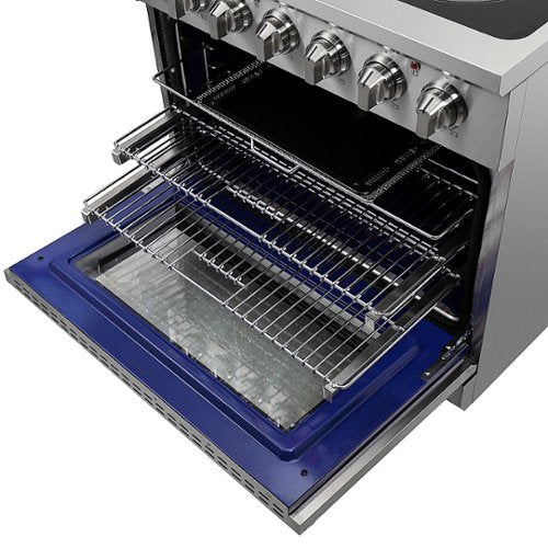 Forno Appliances - 36 in. Wide 5 Elements Massimo 5.36 Cu. Ft. Freestanding Electric Range with Steam Cleaning and Chef Door - Stainless Steel