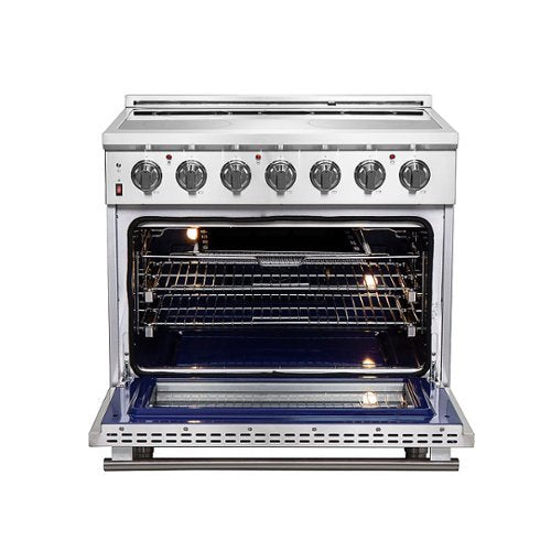 Forno Appliances - 36 in. Wide 5 Elements Massimo 5.36 Cu. Ft. Freestanding Electric Range with Steam Cleaning and Chef Door - Stainless Steel