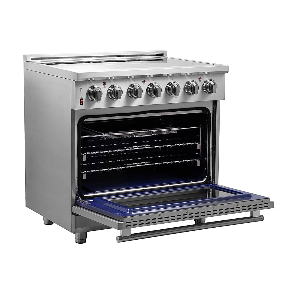Forno Appliances - 36 in. Wide 5 Elements Massimo 5.36 Cu. Ft. Freestanding Electric Range with Steam Cleaning and Chef Door - Stainless Steel