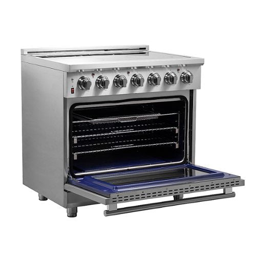 Forno Appliances - 36 in. Wide 5 Elements Massimo 5.36 Cu. Ft. Freestanding Electric Range with Steam Cleaning and Chef Door - Stainless Steel