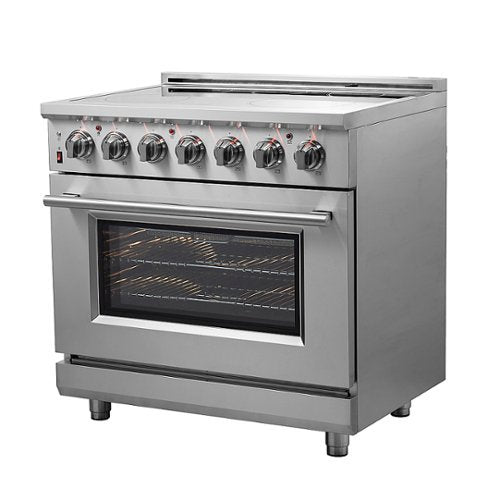 Forno Appliances - 36 in. Wide 5 Elements Massimo 5.36 Cu. Ft. Freestanding Electric Range with Steam Cleaning and Chef Door - Stainless Steel