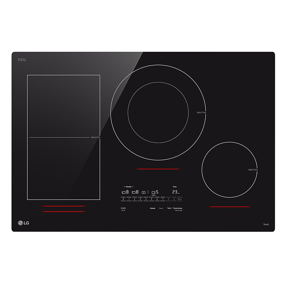 LG - 30-in Wide Built-In Electric Induction Smart Cooktop with 4 Elements and UltraHeat 5.0kW Element - Black Ceramic