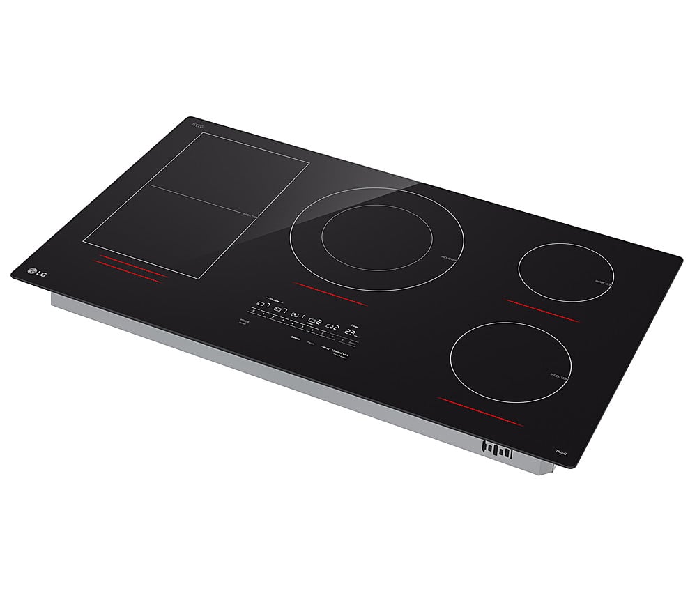 LG - 36-in Wide Built-In Electric Induction Smart Cooktop with 5 Elements and UltraHeat 5.0kW Element - Black Ceramic