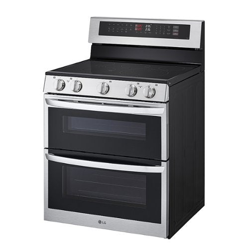 LG - 30-in 7.3 Cu. Ft. Freestanding Double Oven Elec True Convect Smart Range with 5 Elements, Air Fry and UltraHeat 3.2 kW - Stainless Steel