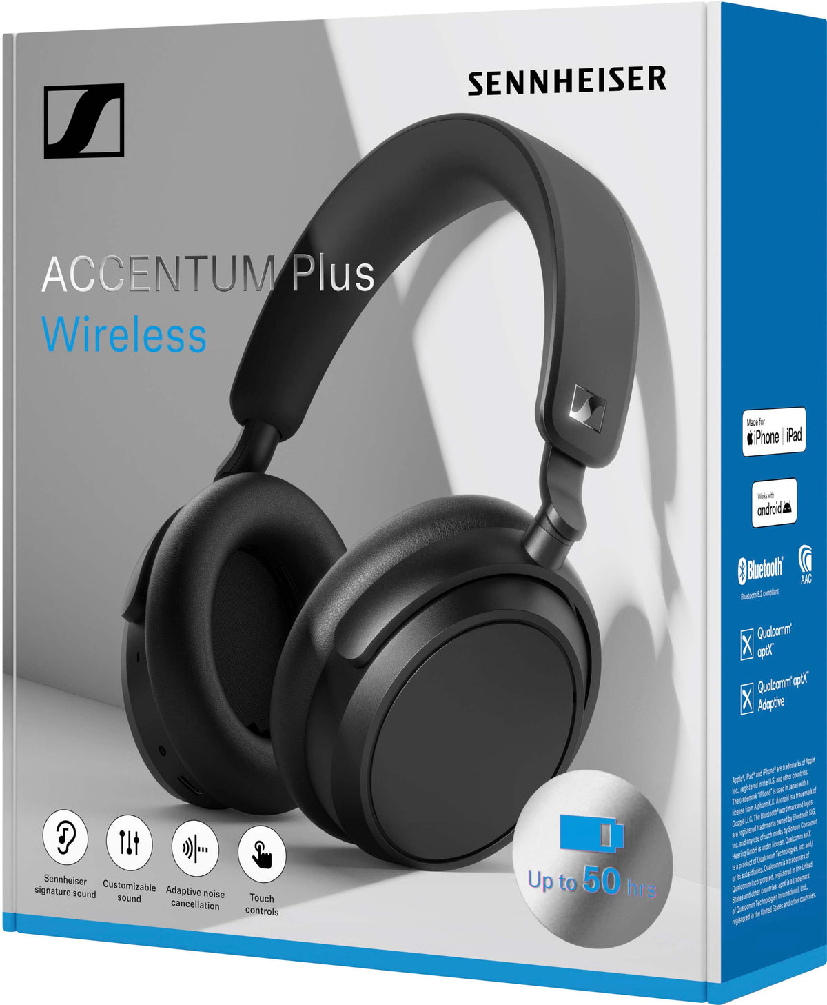 Sennheiser - ACCENTUM Plus Wireless Bluetooth Headphones, Adaptive Hybrid ANC, Smart Adaptive Features - Black