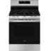 GE - 30 in. Wide 5 Burners 5.3 Cu. Ft. Freestanding Gas Convection Range with Steam Cleaning and EasyWash Oven Tray - Stainless Steel