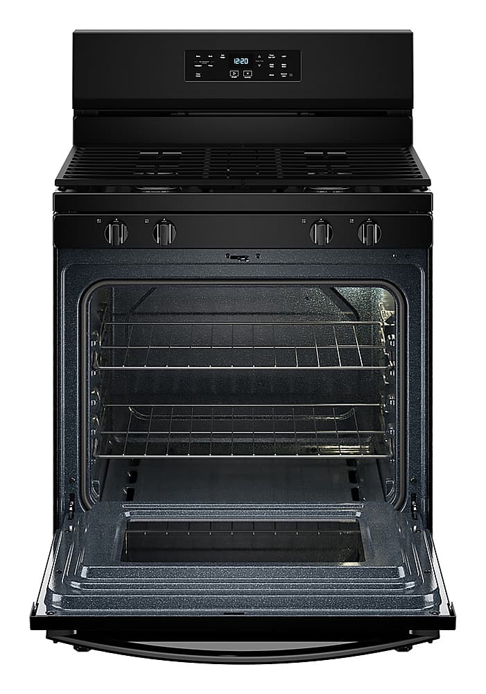 Whirlpool - 30 in. Wide 4 burners 5.3 cu. ft. Freestanding Gas Range with Cooktop Flexibility - Black