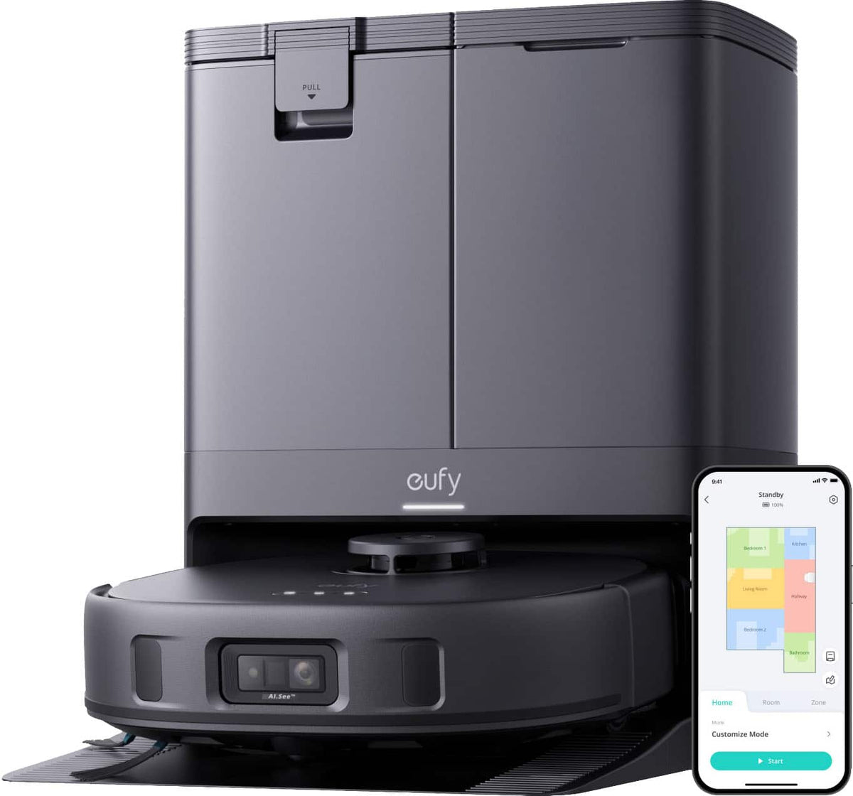 eufy - X10 Pro Omni Wi-Fi Connected Robot Vacuum & Mop with Self Washing and Self Drying Auto Empty Station - Black