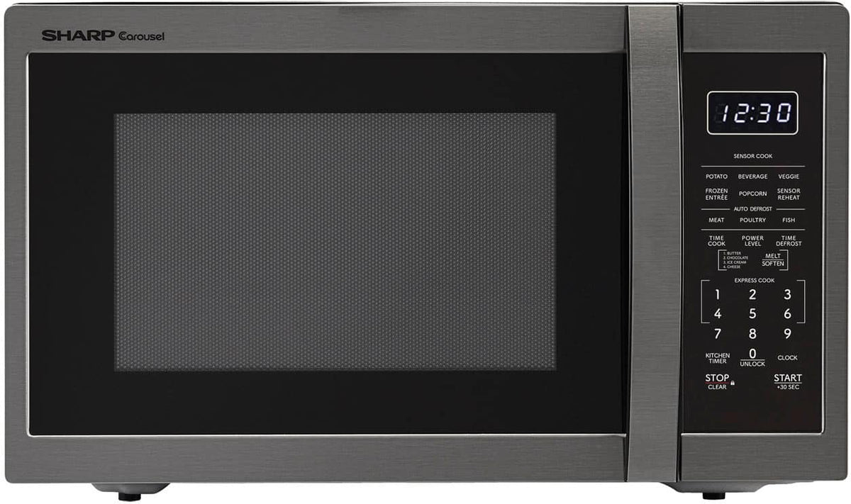 Sharp - 1.4 cu ft Countertop Microwave With Sensor Cooking - Black Stainless Steel