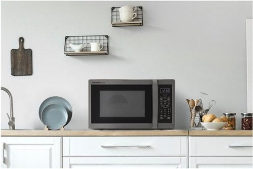 Sharp - 1.4 cu ft Countertop Microwave With Sensor Cooking - Black Stainless Steel