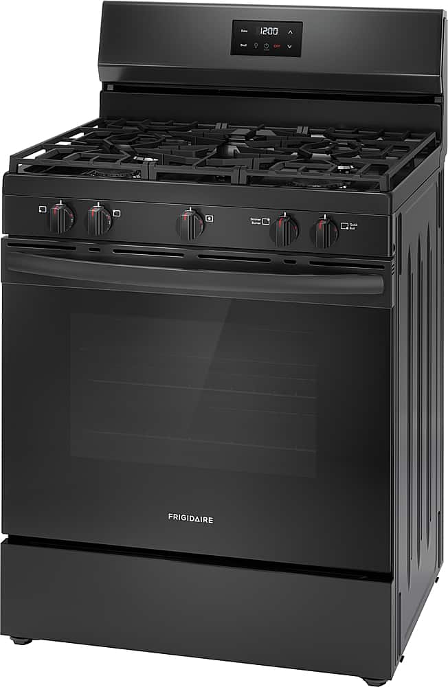 Frigidaire - 30 in. Wide 5 burners 5.1 Cu. Ft Freestanding Gas Range with Quick Boil Burner - Black