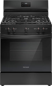 Frigidaire - 30 in. Wide 5 burners 5.1 Cu. Ft Freestanding Gas Range with Quick Boil Burner - Black