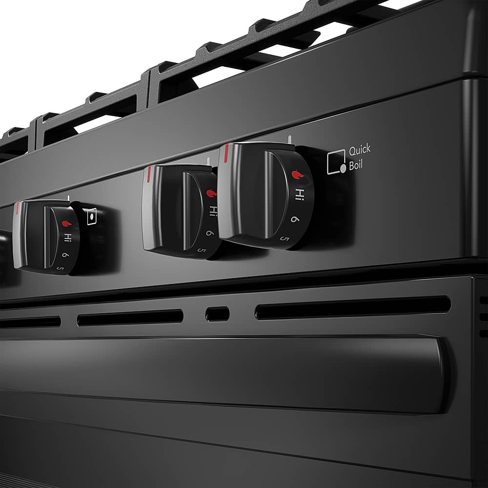 Frigidaire - 30 in. Wide 5 burners 5.1 Cu. Ft Freestanding Gas Range with Quick Boil Burner - Black