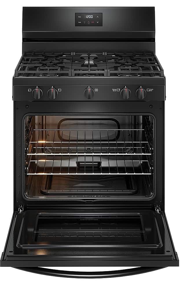 Frigidaire - 30 in. Wide 5 burners 5.1 Cu. Ft Freestanding Gas Range with Quick Boil Burner - Black