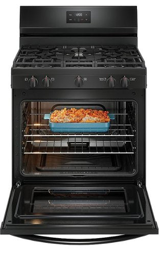 Frigidaire - 30 in. Wide 5 burners 5.1 Cu. Ft Freestanding Gas Range with Quick Boil Burner - Black