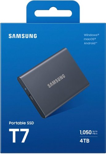 Samsung - T7 4TB External USB 3.2 Gen 2 Portable SSD with Hardware Encryption - Titan Gray
