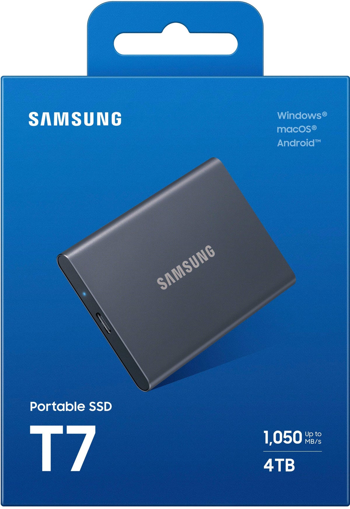 Samsung - T7 4TB External USB 3.2 Gen 2 Portable SSD with Hardware Encryption - Titan Gray