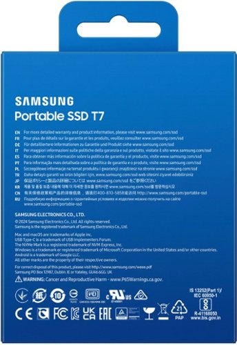 Samsung - T7 4TB External USB 3.2 Gen 2 Portable SSD with Hardware Encryption - Titan Gray