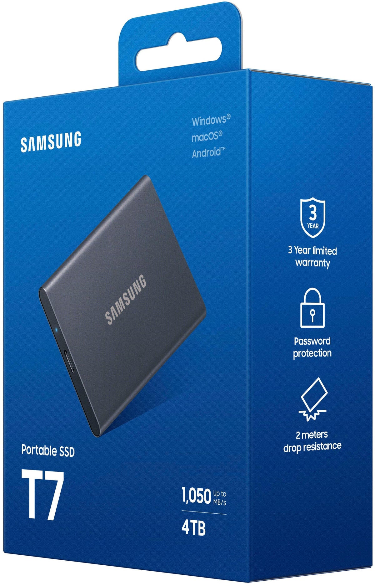 Samsung - T7 4TB External USB 3.2 Gen 2 Portable SSD with Hardware Encryption - Titan Gray