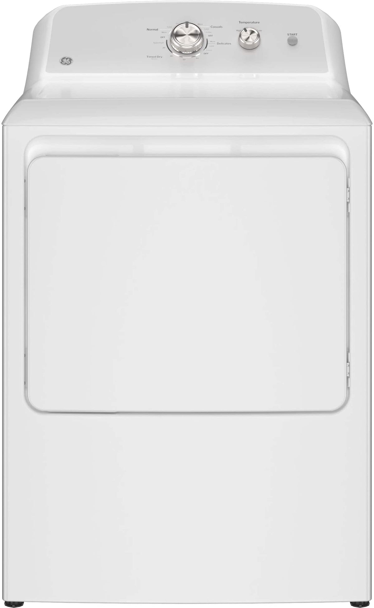 GE - 6.2 Cu. Ft. Electric Dryer with Shallow Depth Design - White with Silver Matte