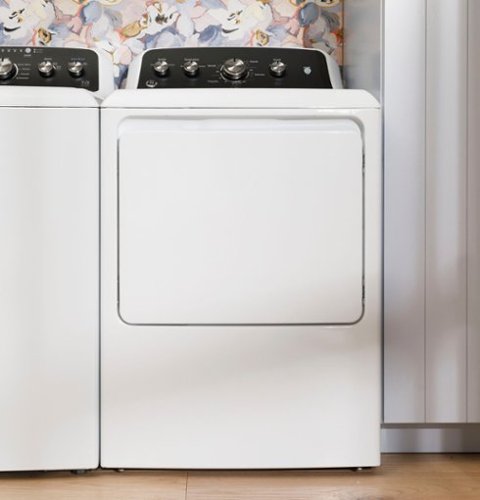 GE - 6.2 Cu. Ft. Electric Dryer with Shallow Depth Design - White with Silver Matte