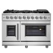 Forno Appliances - 48 in. Wide 8 Burner Massimo 6.58 cu.ft. Freestanding Double Oven Gas Convection Range with French Doors - Stainless Steel