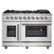 Forno Appliances - 48 in. Wide 8 Burner Massimo 6.58 cu.ft. Freestanding Double Oven Gas Convection Range with French Doors - Stainless Steel