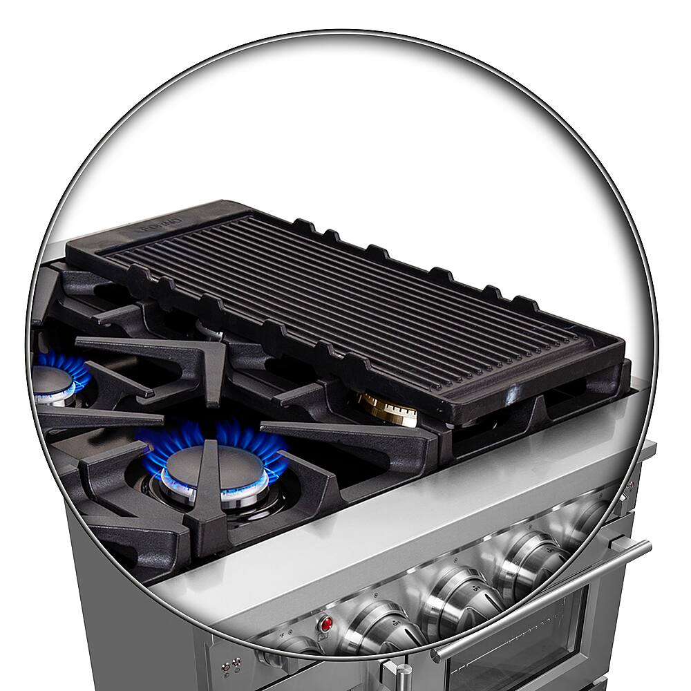 Forno Appliances - 48 in. Wide 8 Burner Massimo 6.58 cu.ft. Freestanding Double Oven Gas Convection Range with French Doors - Stainless Steel