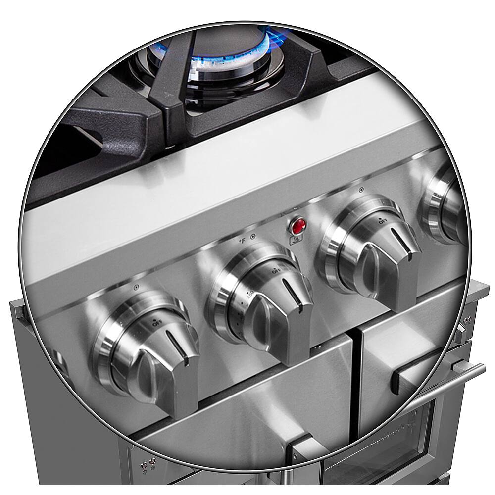 Forno Appliances - 48 in. Wide 8 Burner Massimo 6.58 cu.ft. Freestanding Double Oven Gas Convection Range with French Doors - Stainless Steel