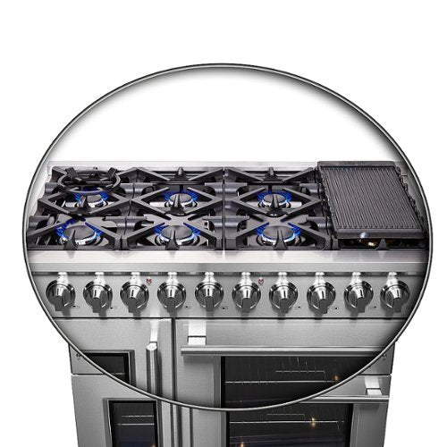Forno Appliances - 48 in. Wide 8 Burner Massimo 6.58 cu.ft. Freestanding Double Oven Gas Convection Range with French Doors - Stainless Steel